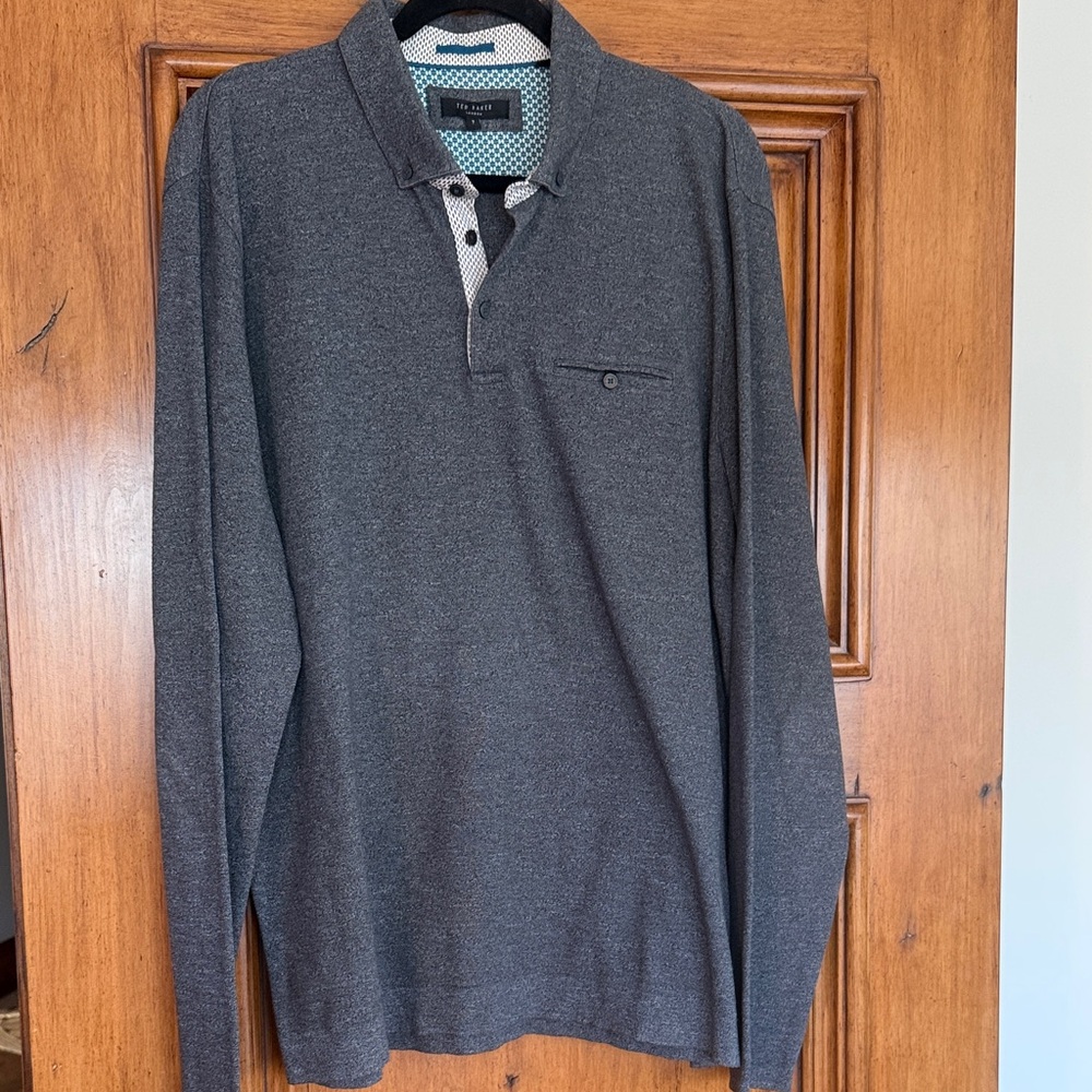 Ted Baker Gray and Teal Patterned Collar Shirt
